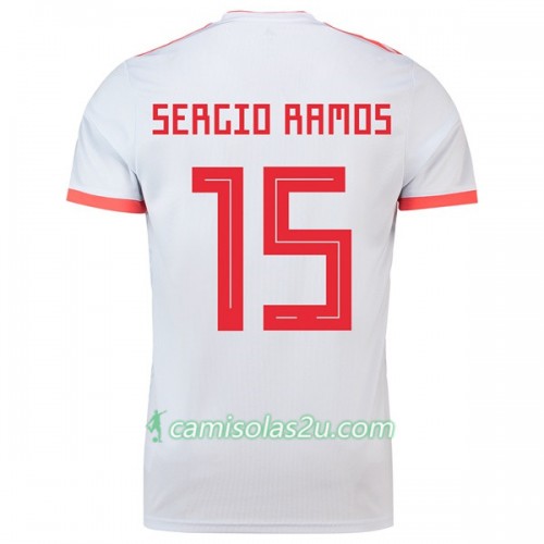 Camisolas de Futebol Espanha Sergio Ramos 15 Equipamento Alternativa Copa do Mundo 2018 Manga Curta Camisolas de Futebol Espanha Sergio Ramos 15 Equipamento Alternativa Copa do Mundo 2018 Manga Curta
